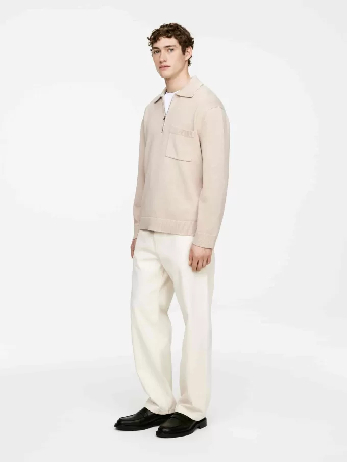 Baumwollpullover mit halbem Reißverschluss Baumwollpullover mit halbem Reißverschluss