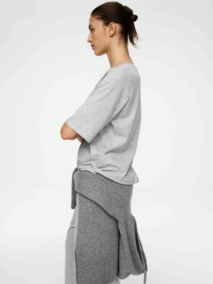 Drapiertes Baumwoll-T-Shirt Drapiertes Baumwoll-T-Shirt