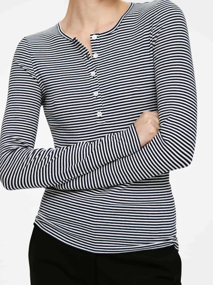 Geripptes Henley-Top Geripptes Henley-Top