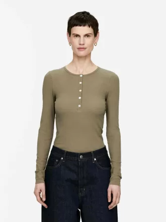 Geripptes Henley-Top