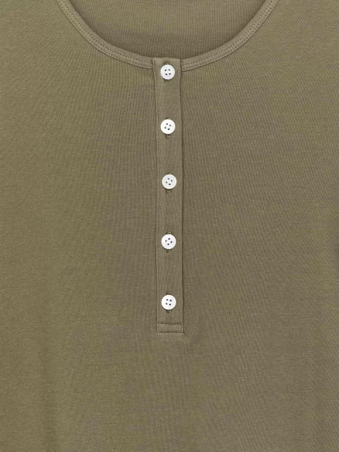 Geripptes Henley-Top Geripptes Henley-Top