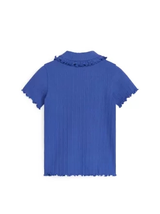 Oberteil aus geripptem Jersey mit Rüschenkragen