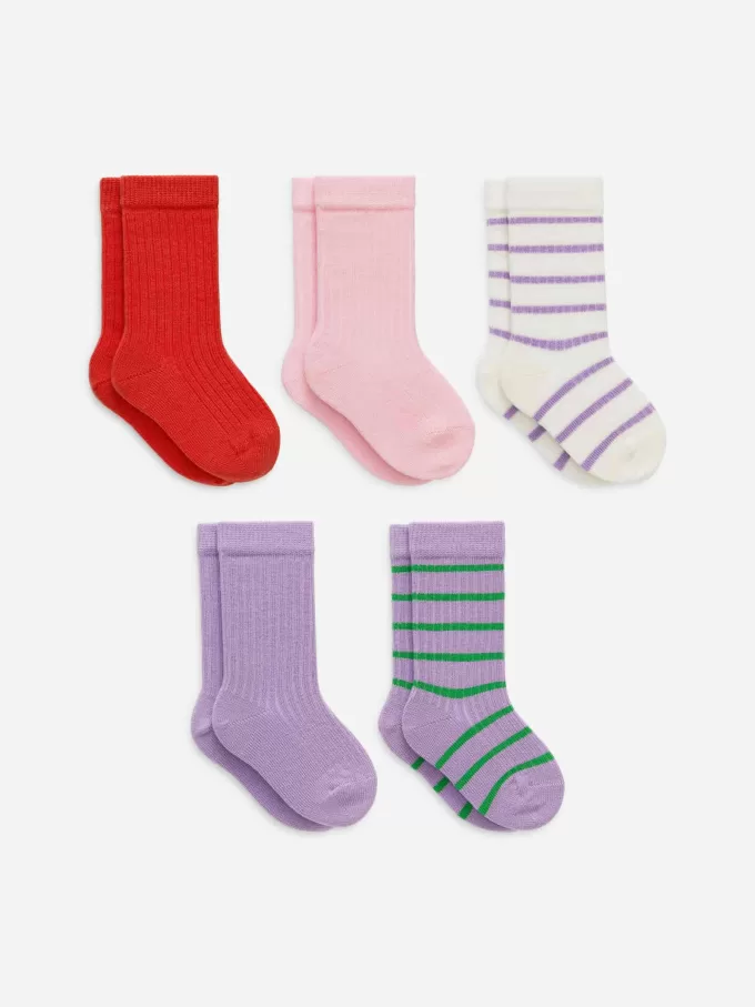 Rippstrick-Babysocken, 5 Paar