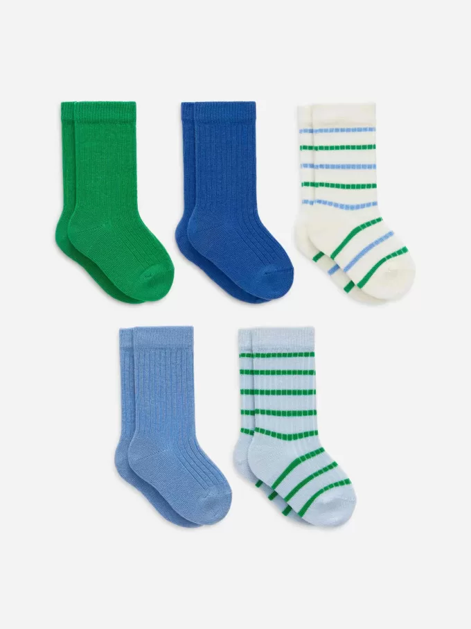 Rippstrick-Babysocken, 5 Paar Rippstrick-Babysocken, 5 Paar