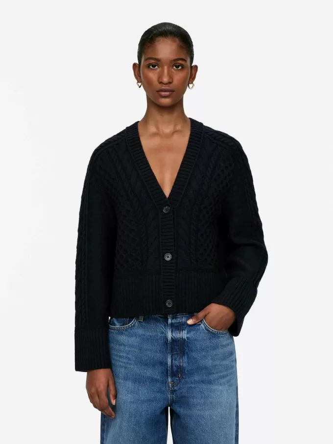 Strickjacke aus Wolle mit Zopfmuster